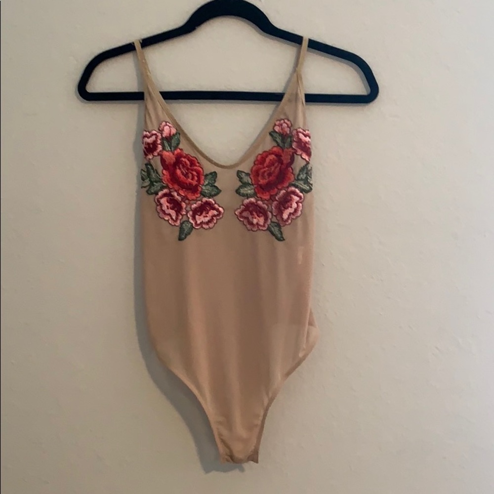 Floral see through bodysuit